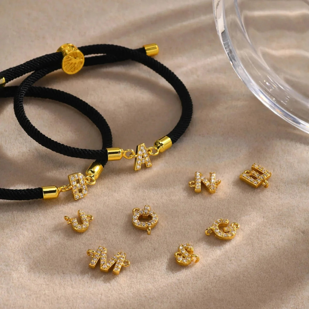 Bracelet Charm Cœur Initiale Lettre A-Z pour Femme – Chaîne Corde Classique, Bijou