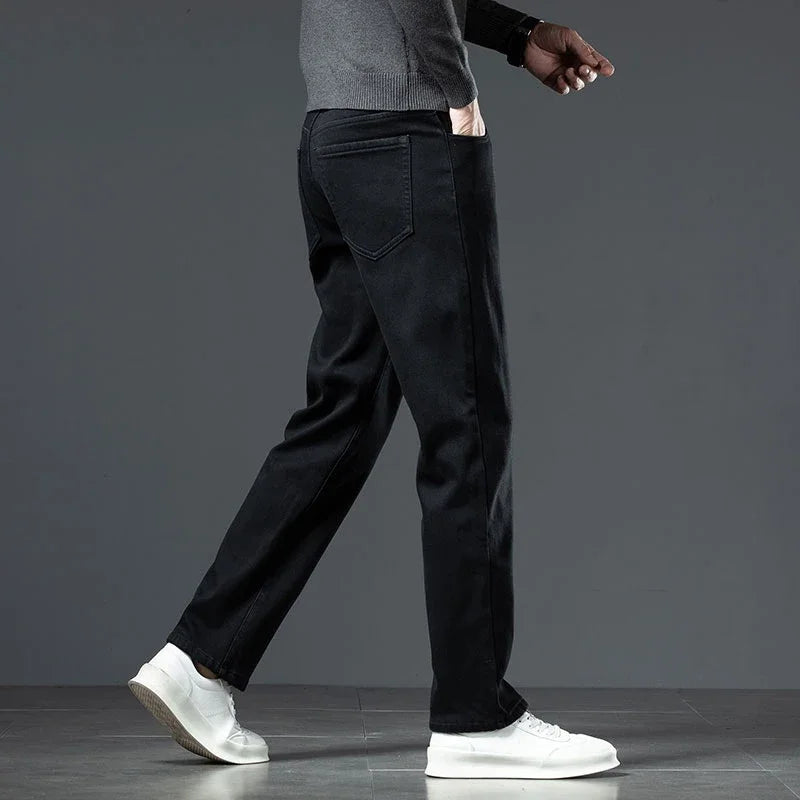Jean Homme Polaire Épais Hiver – Coupe Droite Loose Chaud