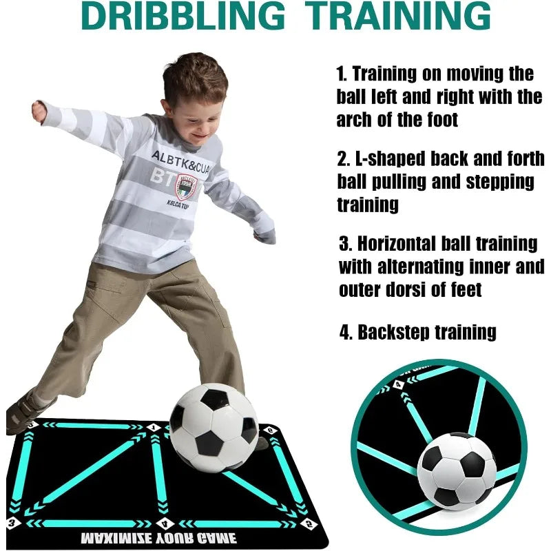 60 X 90cm Wear-resistant Non-slip Football Footwork Agility Training Mat Portable Footstep Practice Pad Anti Slip Bottom Design Multiscene for Kids Adult Soccer Player Indoor Home Outdoor Football Skill Training