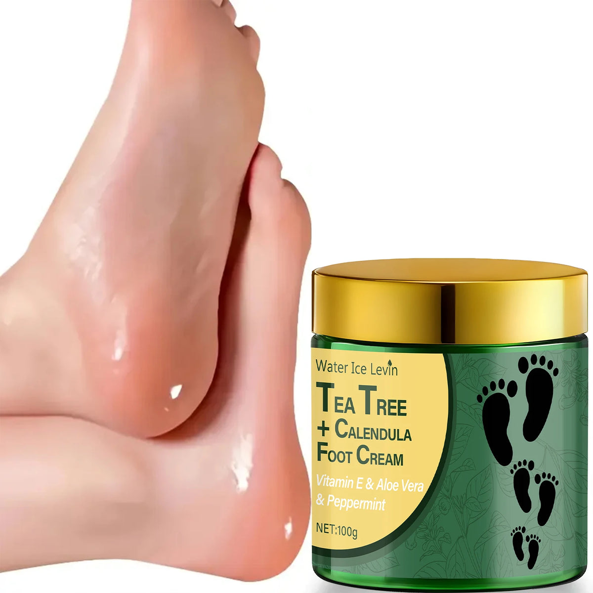 Tea Tree & Calendula Foot Cream with Vitamin E & Aloe Vera, Hydrates & Soothes Feet, Lightweight Non-Greasy Formula.