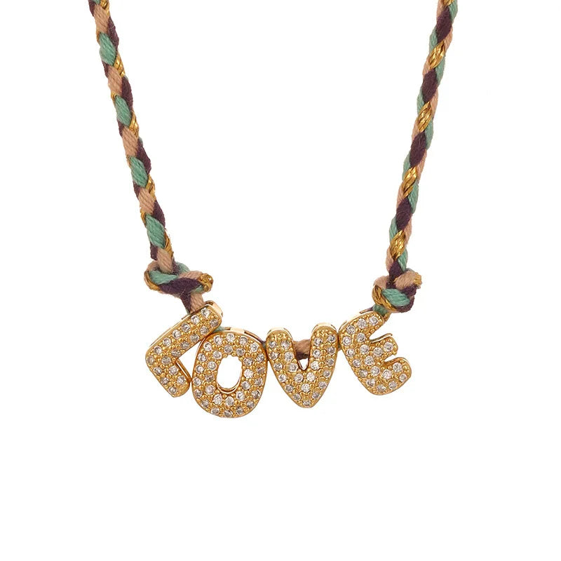 Collier Pendentif Initiale & Lettre – Corde Colorée Ajustable, Cadeau Fête des Mères