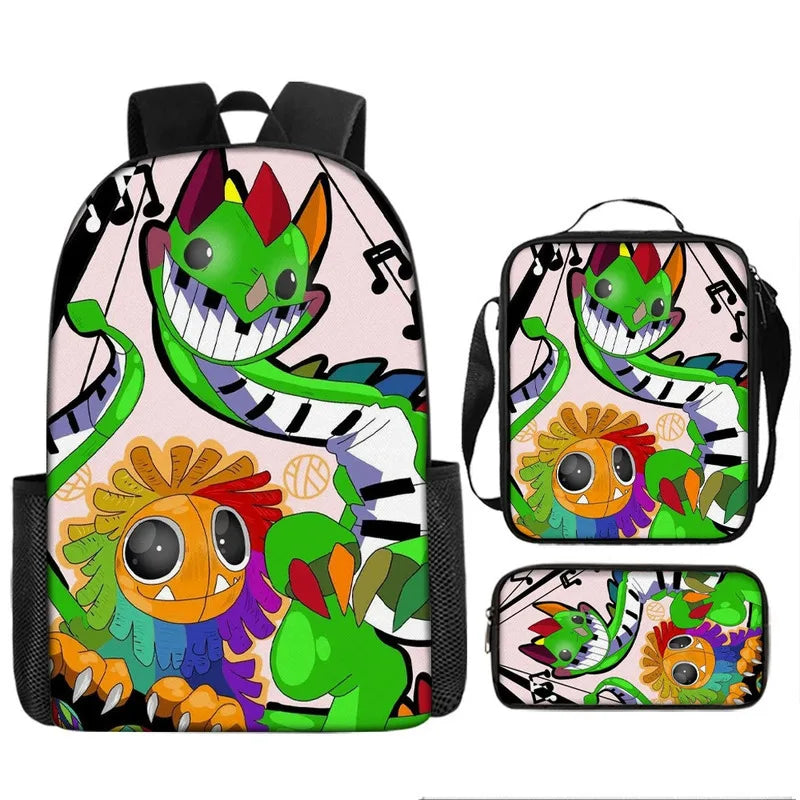 3-piece Set Nightmare Backpack Doey Doughman School Backpack For Students Horror Pianosaurus Bookbag Penbag Yarnaby Shoulderbag