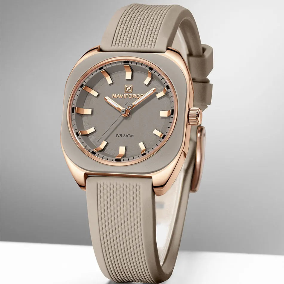 NAVIFORCE NF5061 – Montre Femme Élégante Quartz Silicone, Style Casual & Fashion