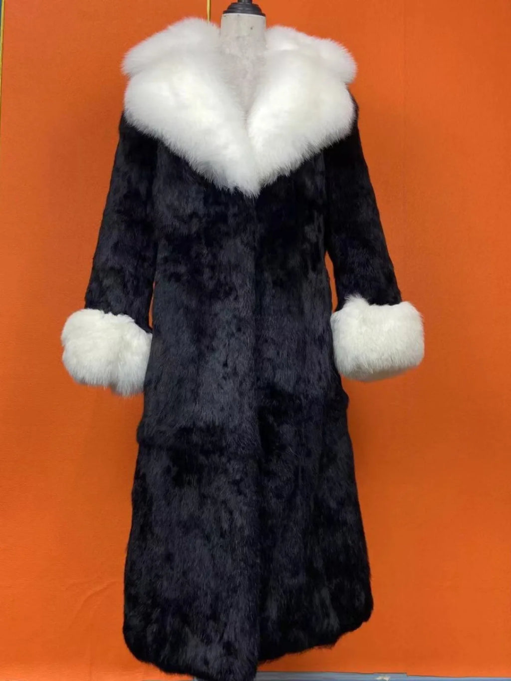 FURTJY – Manteau Femme Fourrure Naturelle de Lapin & Renard, Col Revers, Style Streetwear Chaud Hiver 2025