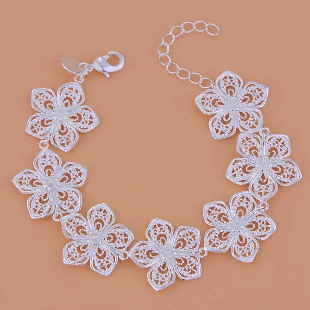 Bracelet Charm en Argent Sterling 925 – Chaîne Perlée Romantique pour Femme