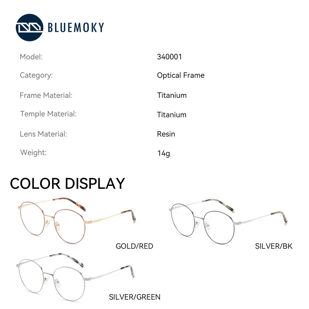 Montures Optiques Titane BLUEMOKY – Rondes Mixte