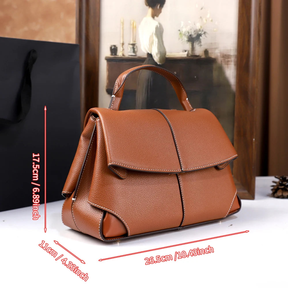 2026 New Retro Simple Handbag Versatile and Elegant Solid Color Shoulder Crossbody Bag Handbag Commuter