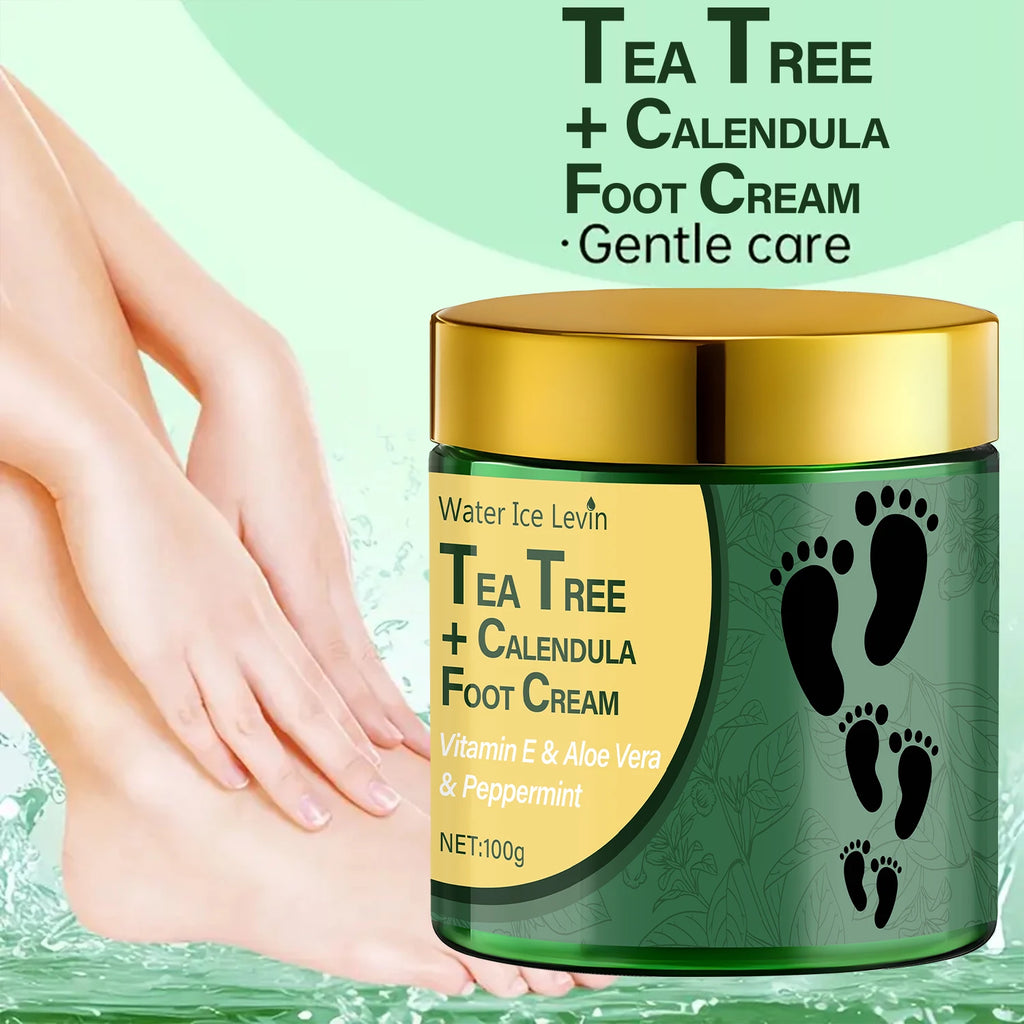 Tea Tree & Calendula Foot Cream with Vitamin E & Aloe Vera, Hydrates & Soothes Feet, Lightweight Non-Greasy Formula.