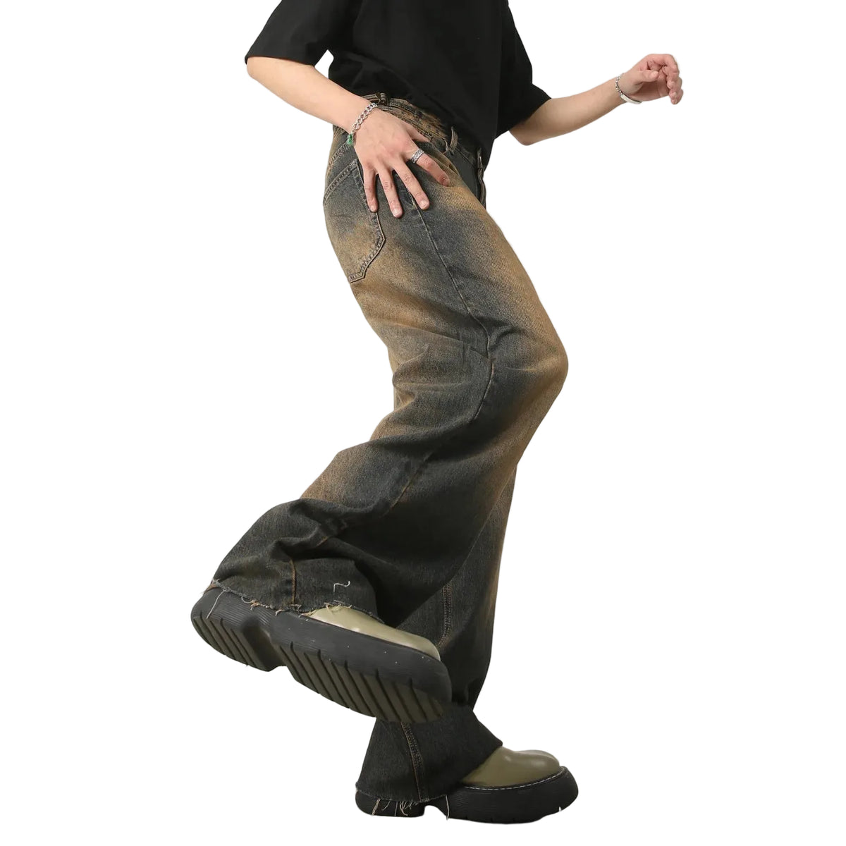 Jean Style Coréen Homme – Coupe Large Jambe Droite Taille Ajustable | Tendance 2026