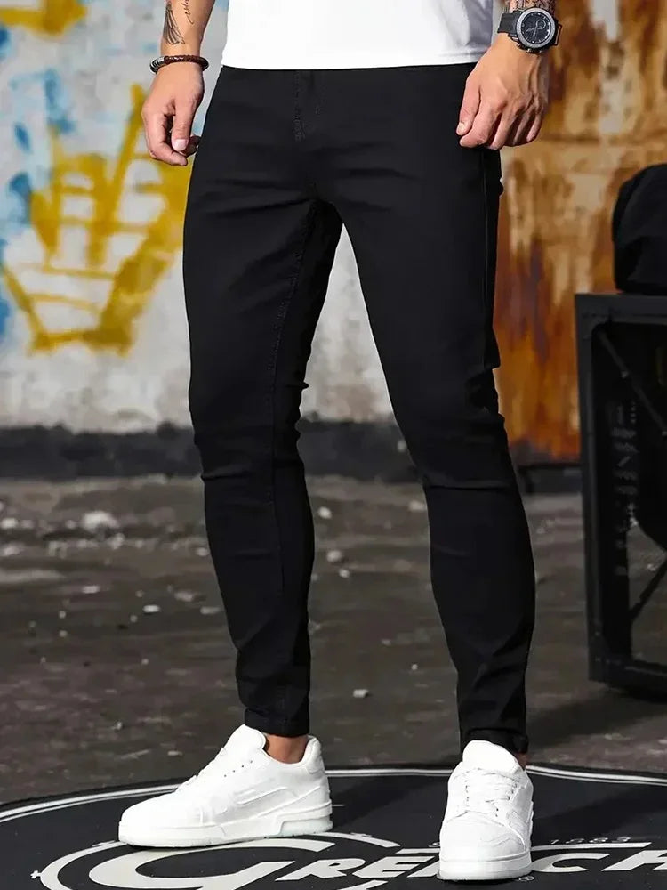 Men's Skinny Stretch Jeans 3 Colors Harajuku Hip-Hop Street Luxe Style Sizes 28-38