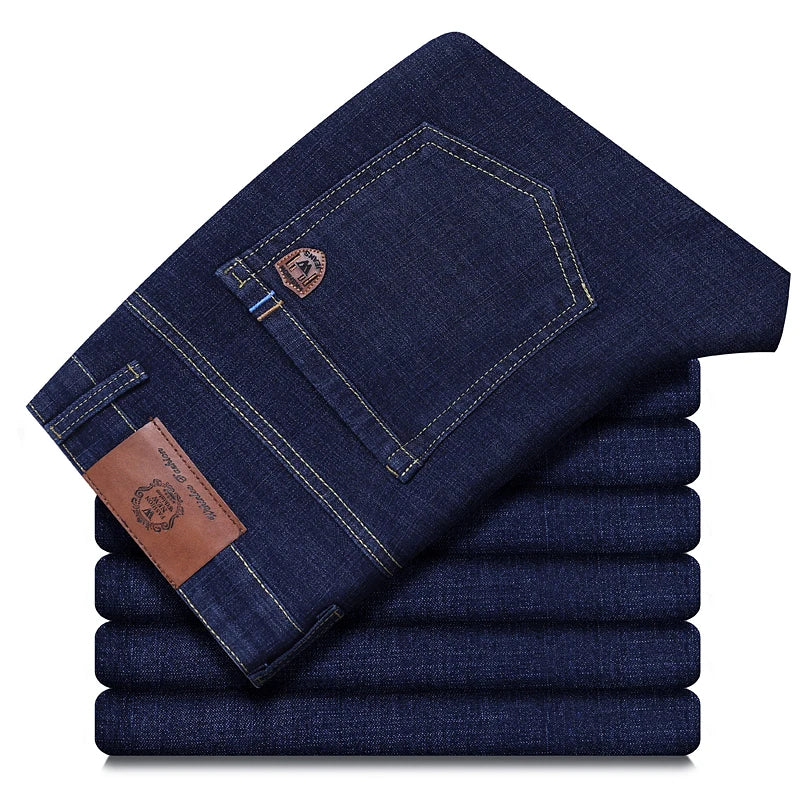Jean Homme Droit Stretch – Style Business Casual Bleu & Noir