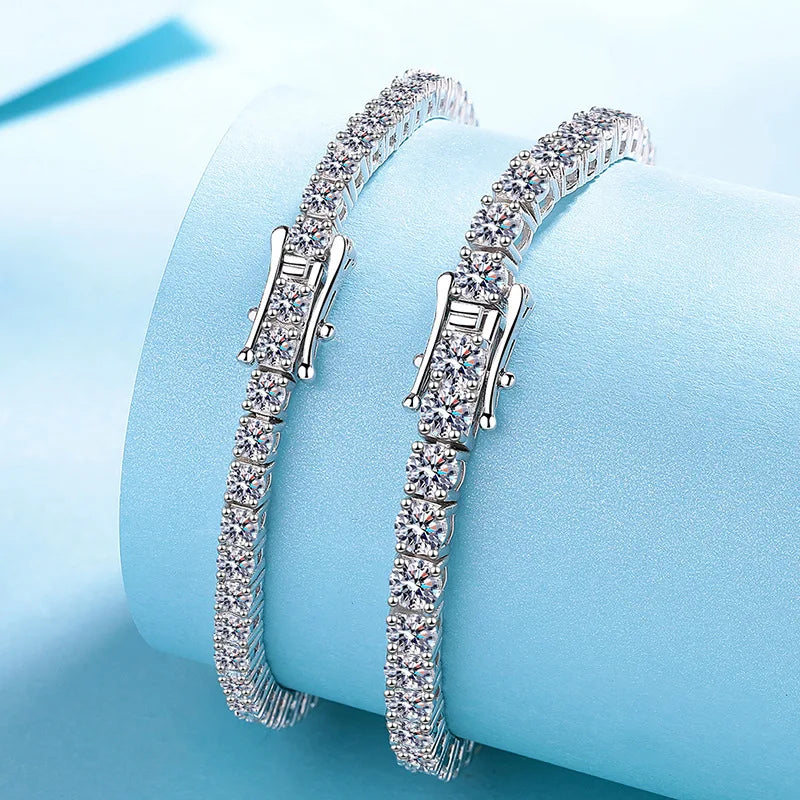 Bracelet Moissanite en Argent Sterling 925 – 3 à 7mm | Diamant D VVS1 Certifié GRA