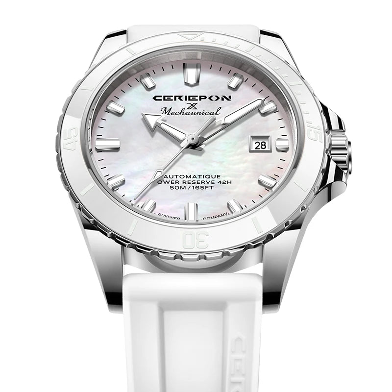 CERIEPON 9089 – Montre Femme Automatique Acier Inoxydable, Cadran Rond, Résistante à l'Eau 5 ATM