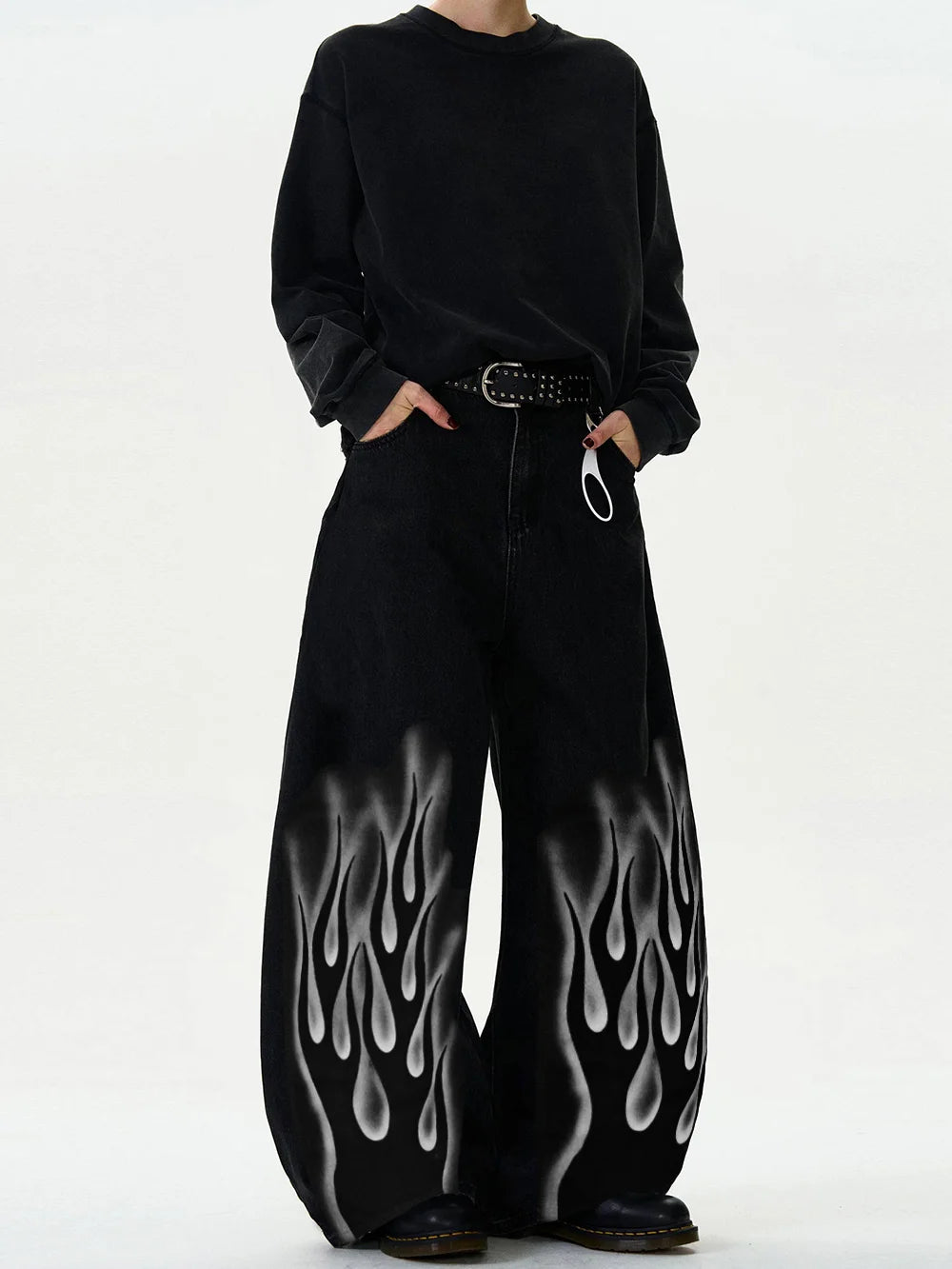 Jean Baggy Wide Leg Homme Loose Punk Streetwear Coupe Courbe 5 Coloris XS-XXL