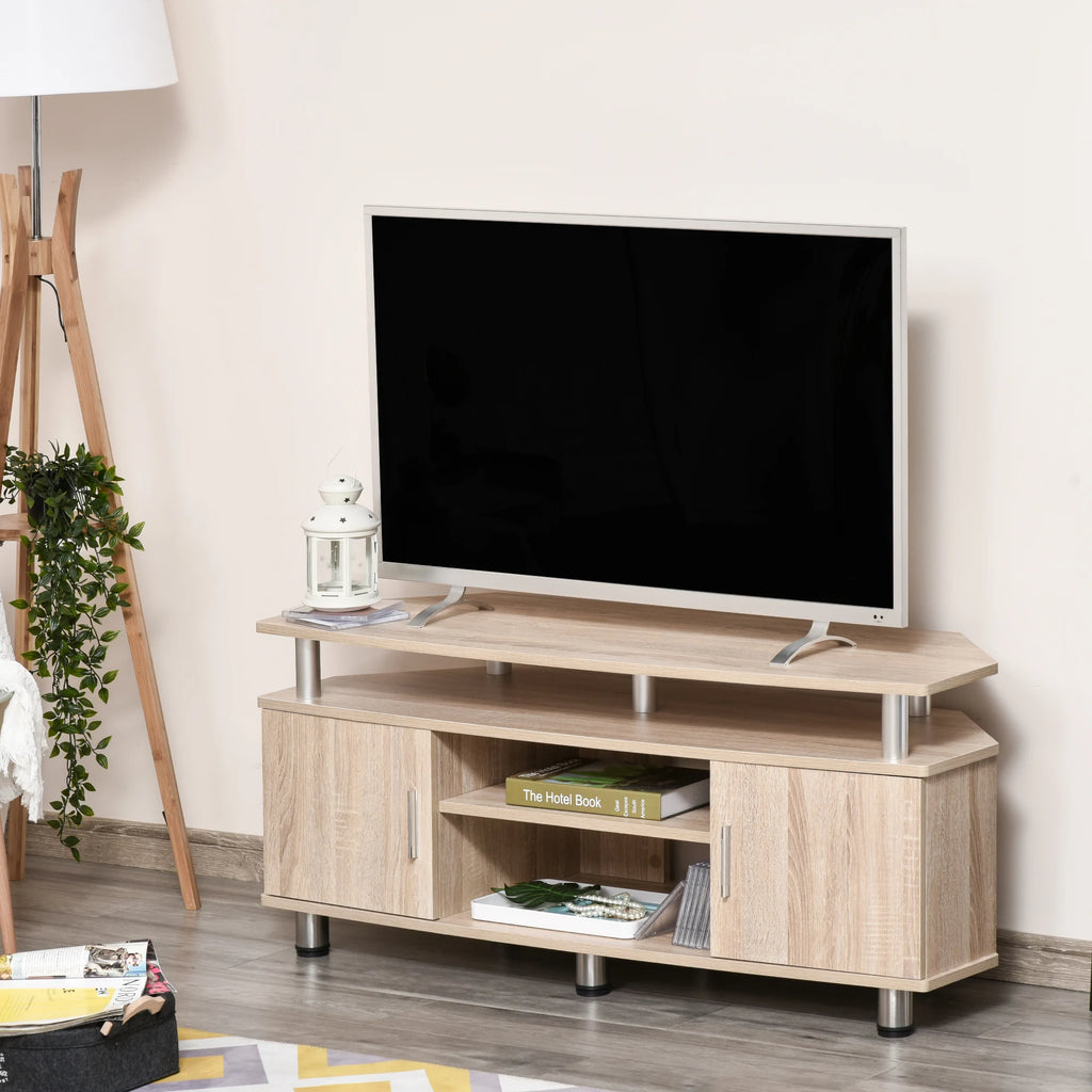 Meuble TV HOMCOM 120x39,5x52 cm – 2 Portes | 2 Étagères | TV 55" | 60 kg | Mélaminé Bois | Salon