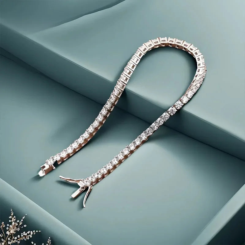 Bracelet Tennis Femme en Argent 925 – Moissanite D VVS1 Certifié GRA, Bijou Fin Élégant
