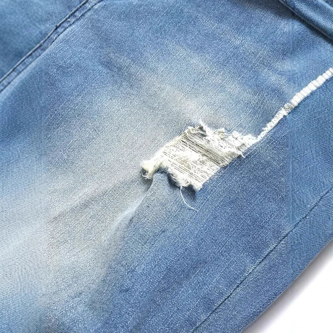 Jean Skinny Taille Haute Homme – Style Y2K Distressed Vintage
