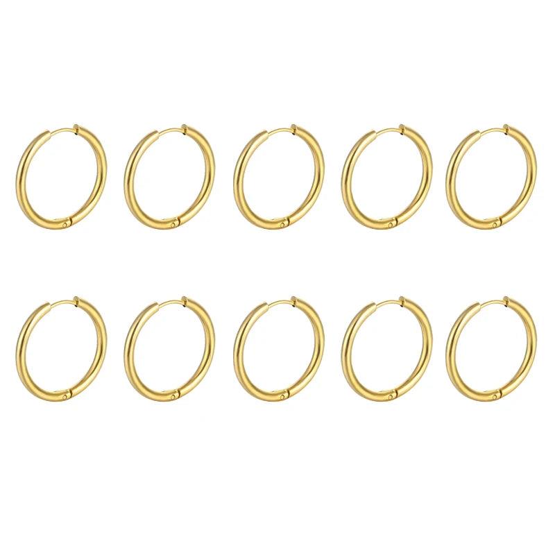 Lot de 10/20 Créoles Minimalistes en Acier Inoxydable 316L – Femme & Homme