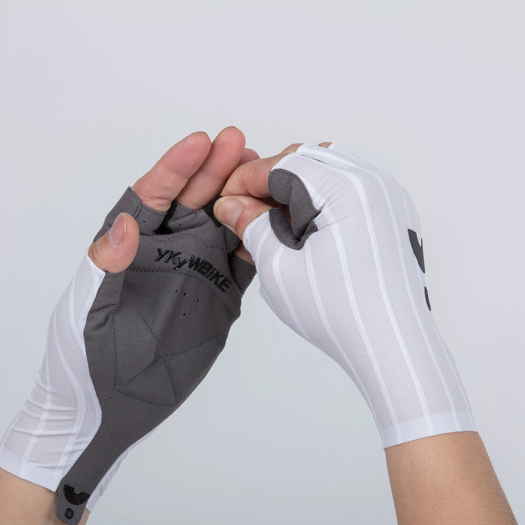 Gants de Cyclisme d'Été YKYWBIKE – Mi-Doigts, Tissu Aérodynamique Rayé, Anti-Chocs, Route & VTT