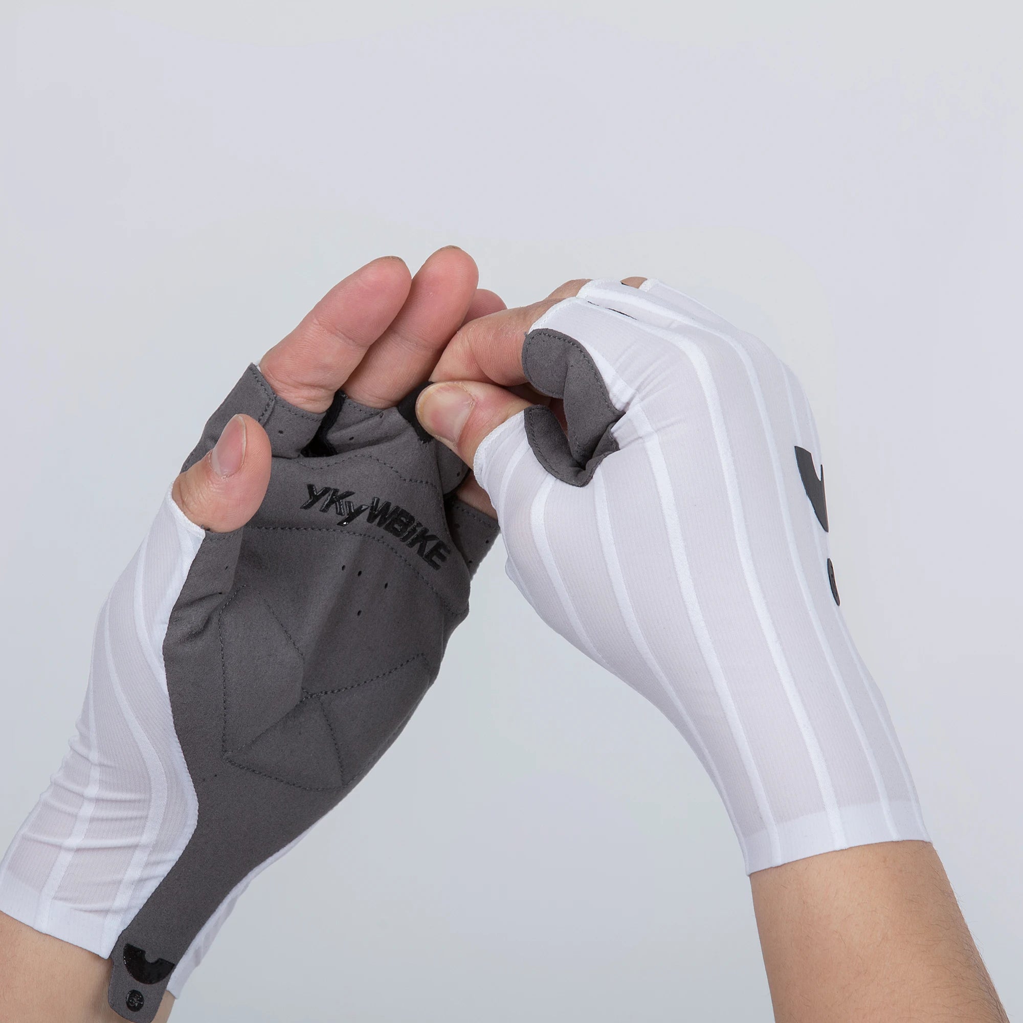 Gants de Cyclisme d'Été YKYWBIKE – Mi-Doigts, Tissu Aérodynamique Rayé, Anti-Chocs, Route & VTT