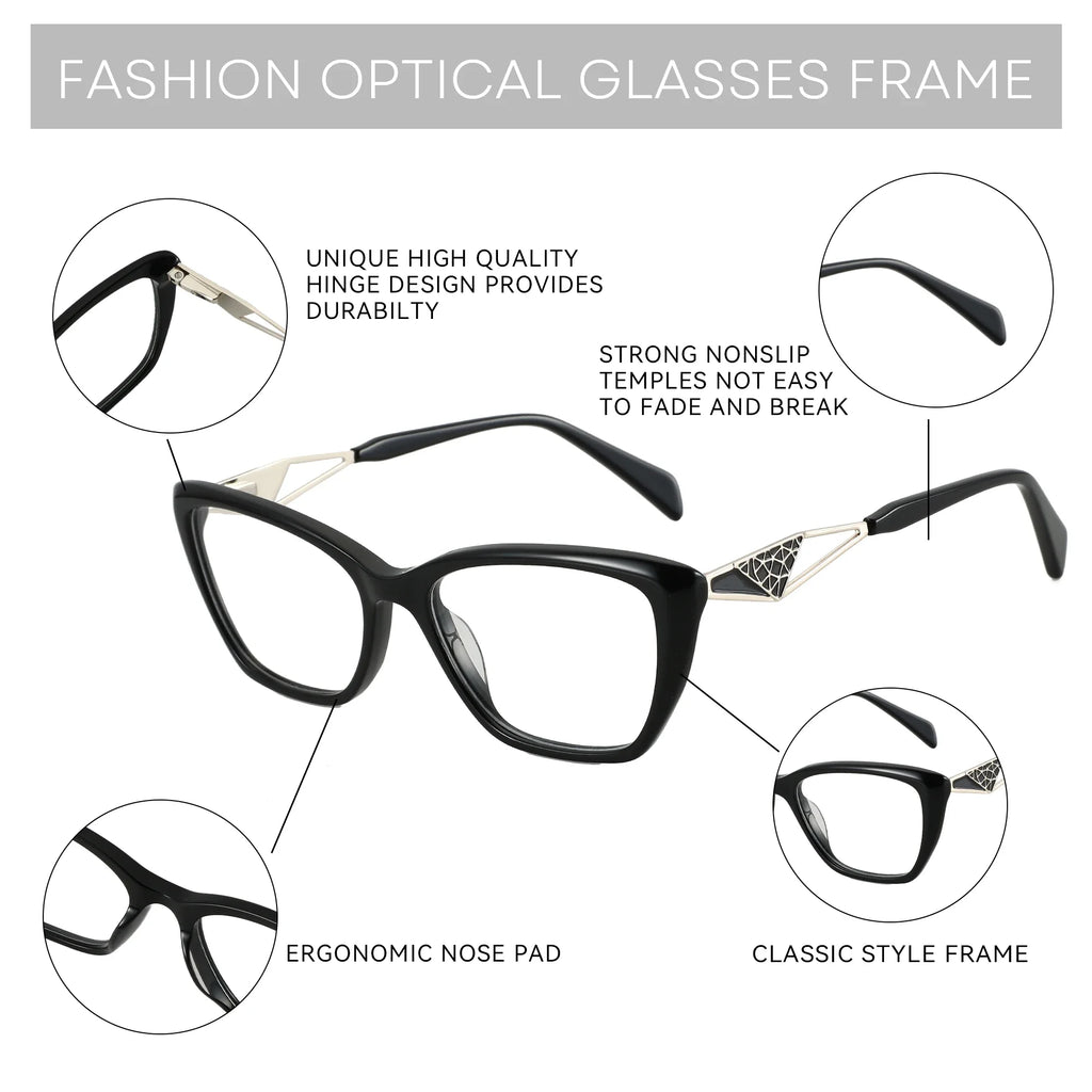 Montures Optiques ZENOTTIC Œil-de-Chat en Acétate – Style Fashion Femme MG6592