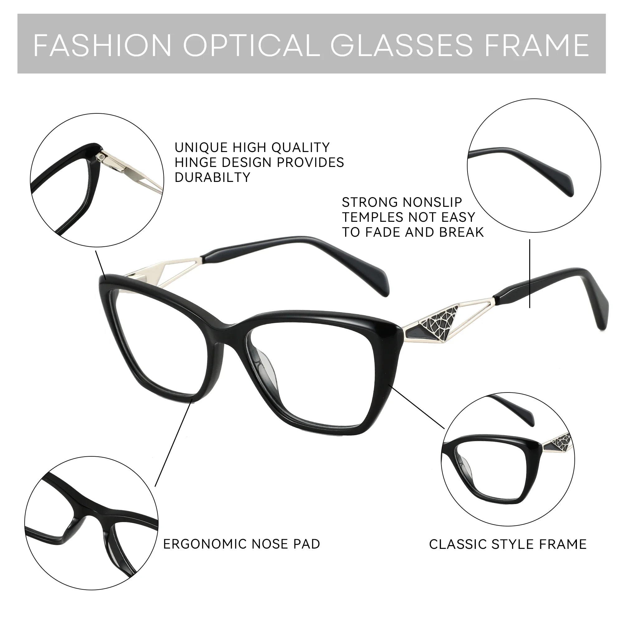 Montures Optiques ZENOTTIC Œil-de-Chat en Acétate – Style Fashion Femme MG6592