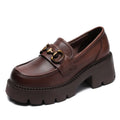 Escarpins Mocassins Femme Talon Carré Épais – Cuir Véritable, Bout Rond, Printemps/Automne
