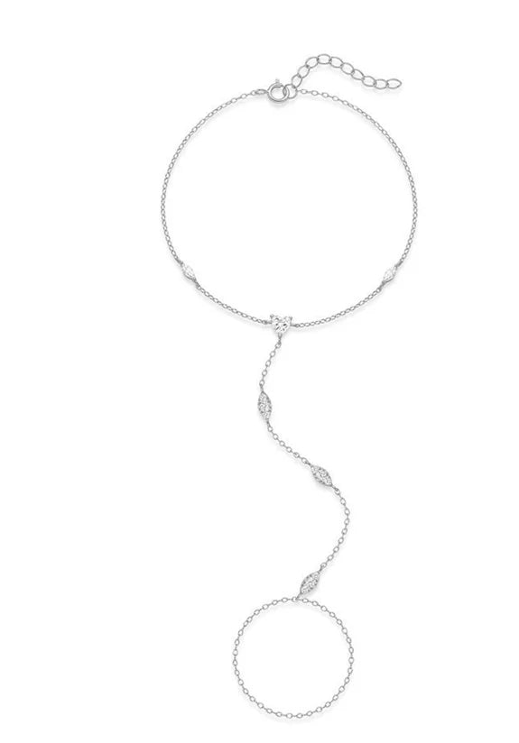Bracelet Charme Femme en Argent 925 – Zircon Œil de Cheval & Chaîne Anneau | Or & Argent