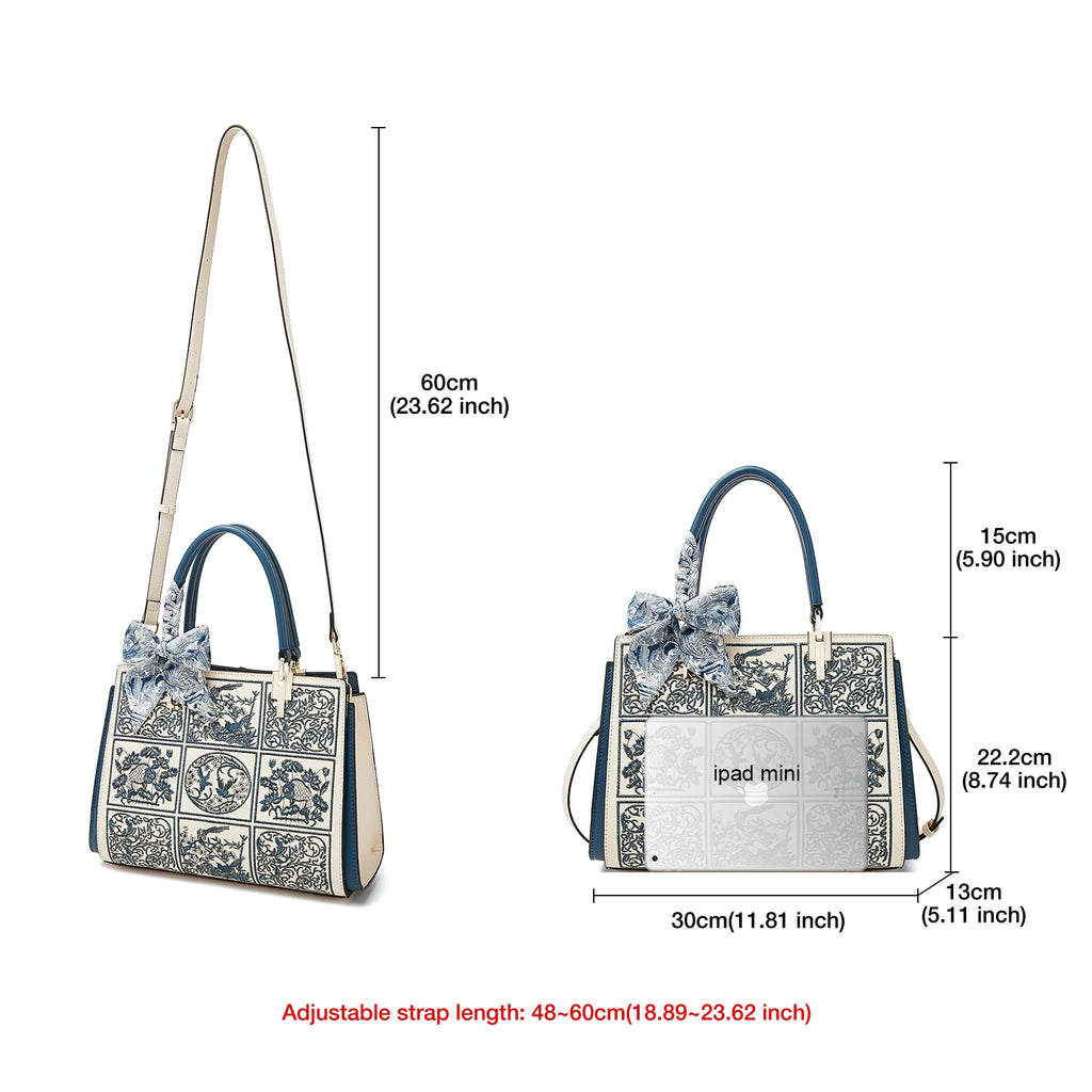 FOXER Split Leather 2026 New Large Tote Handbag Women's Shoulder Bag Chinese Classic Embroidery Best Gift for Mom