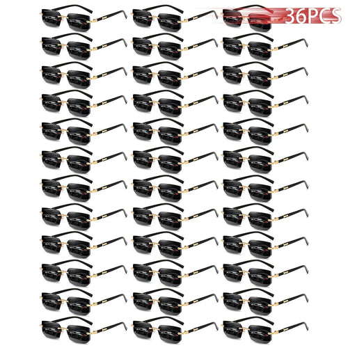 36PCS Rimless Sunglasses for Men and Women, Rectangle Gradient Lens, Metal Frame, Colored Lenses, Unisex Eyewear, Luxury Fashion