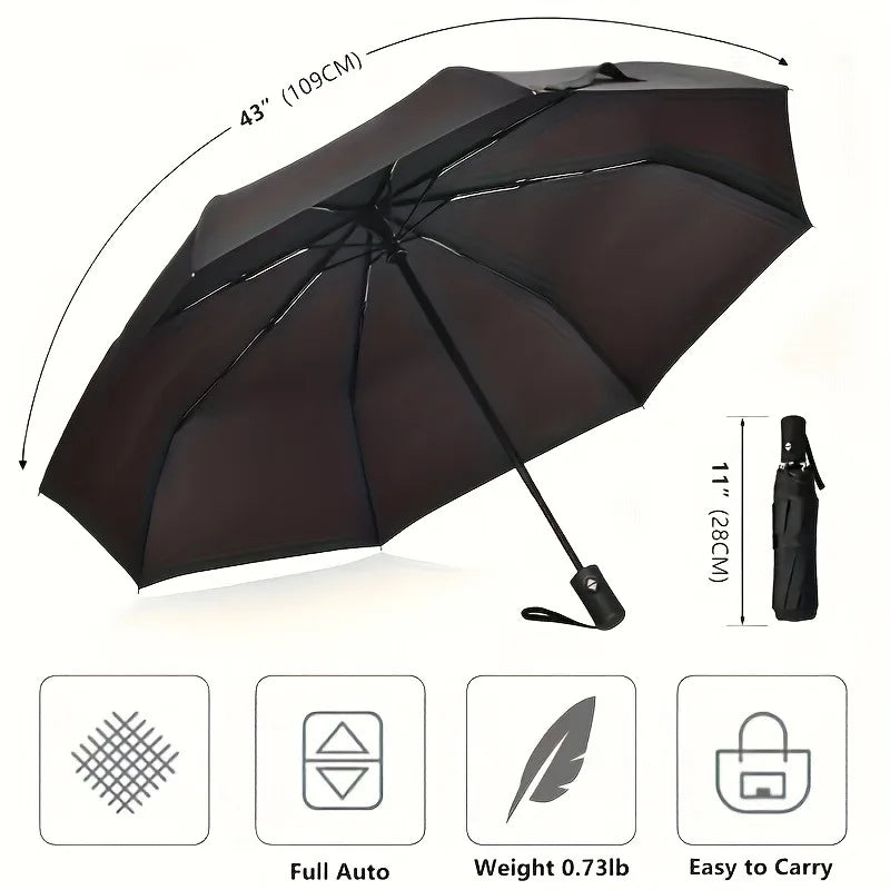 Parapluie pliant semi-automatique à 8 baleines – Unisexe