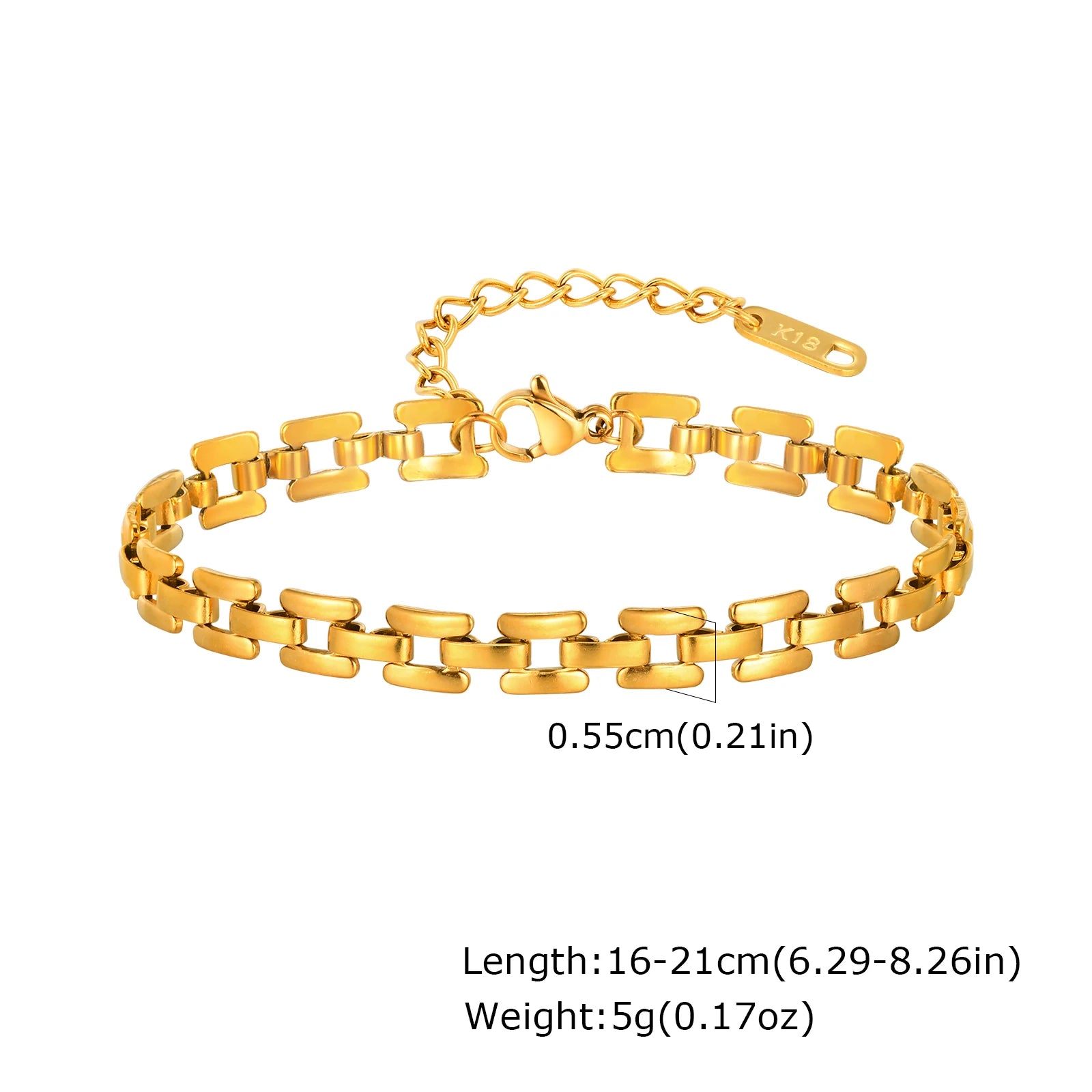 Bracelet Chaîne Acier Inoxydable Plaqué Or – Femme