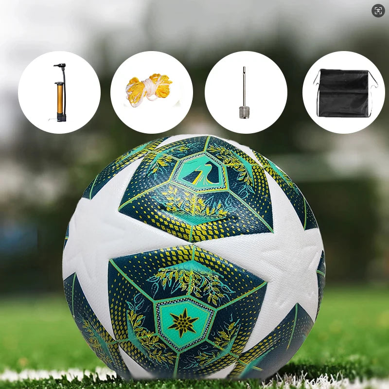 Ballon de Football Professionnel Taille 5 – Couture Thermique, PU Imperméable + Kit Complet d'Accessoires