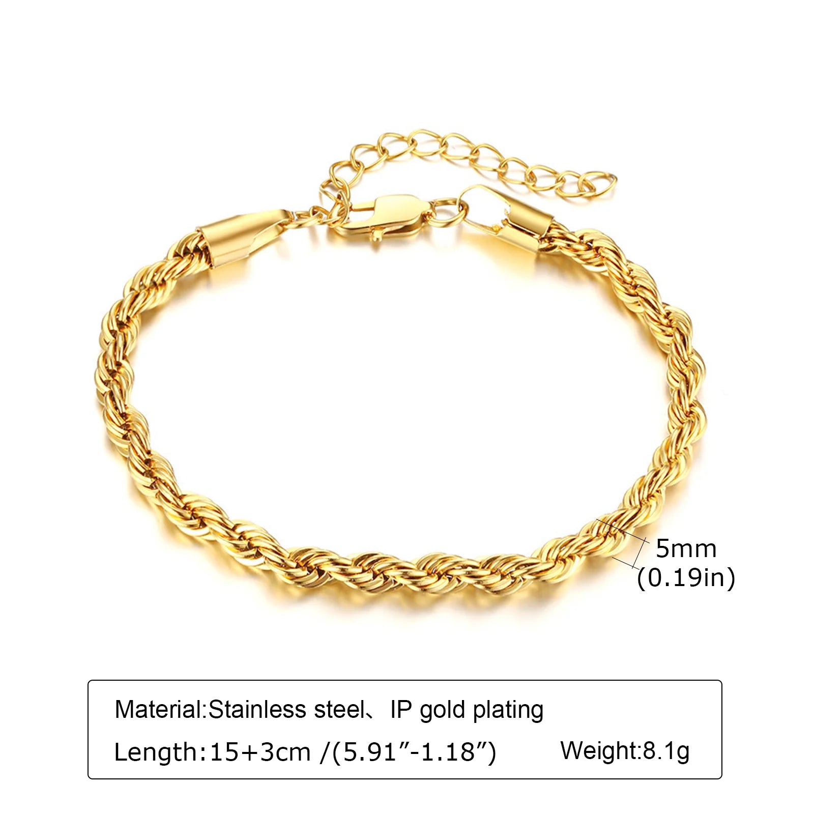Bracelet Chaîne Acier Inoxydable Waterproof – Plaqué Or Femme