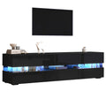 Armoire TV Haute Brillance 160x39x45 cm – LED | 2 Portes Acrylique | 1 Tiroir | TV 70" | Blanc ou Noir
