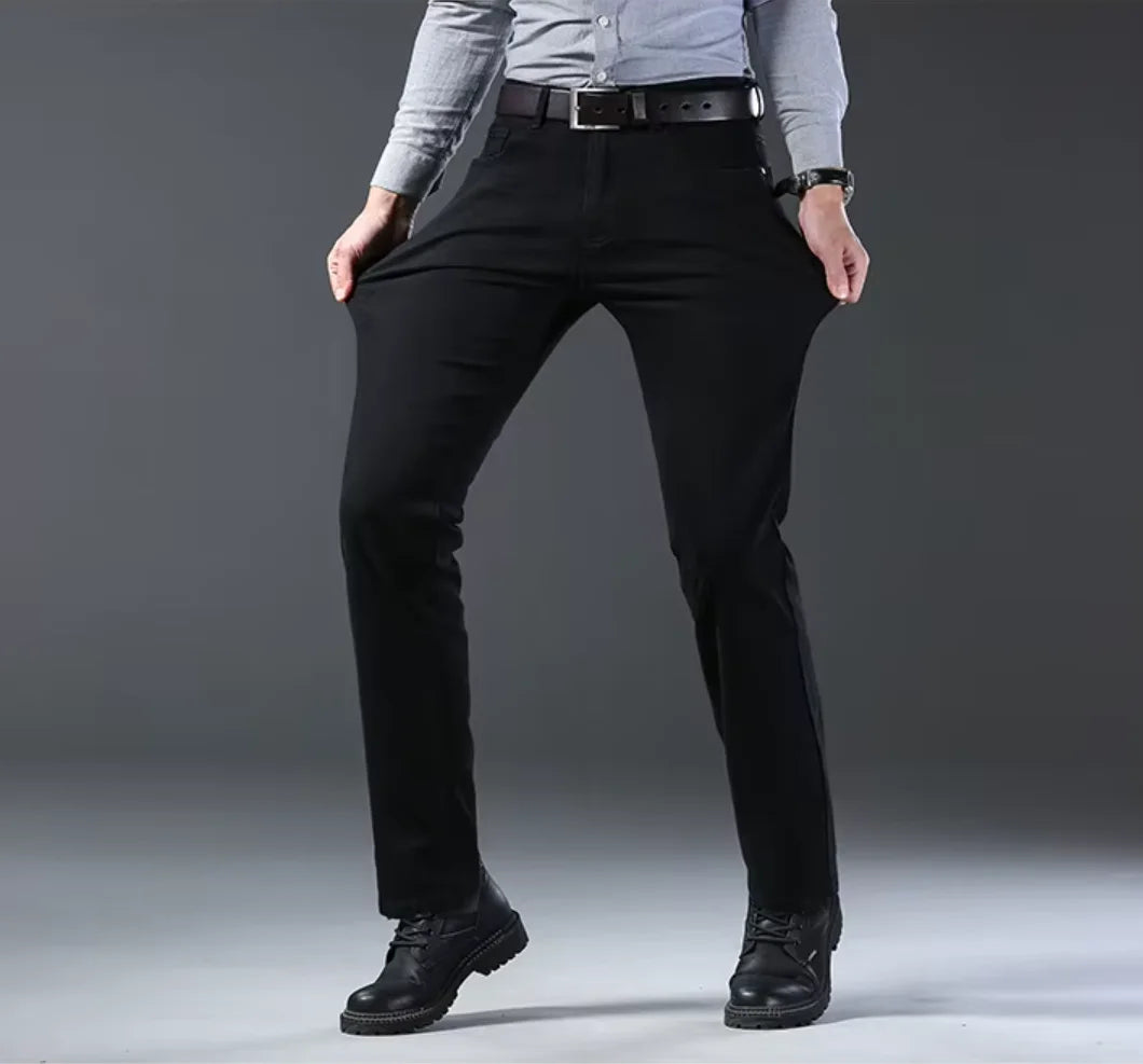 Jean Homme Droit Stretch – Style Business Casual Bleu & Noir
