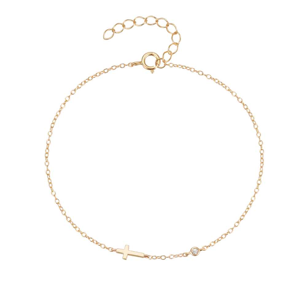 Bracelet Charme Femme en Argent 925 – Zircon Œil de Cheval & Chaîne Anneau | Or & Argent