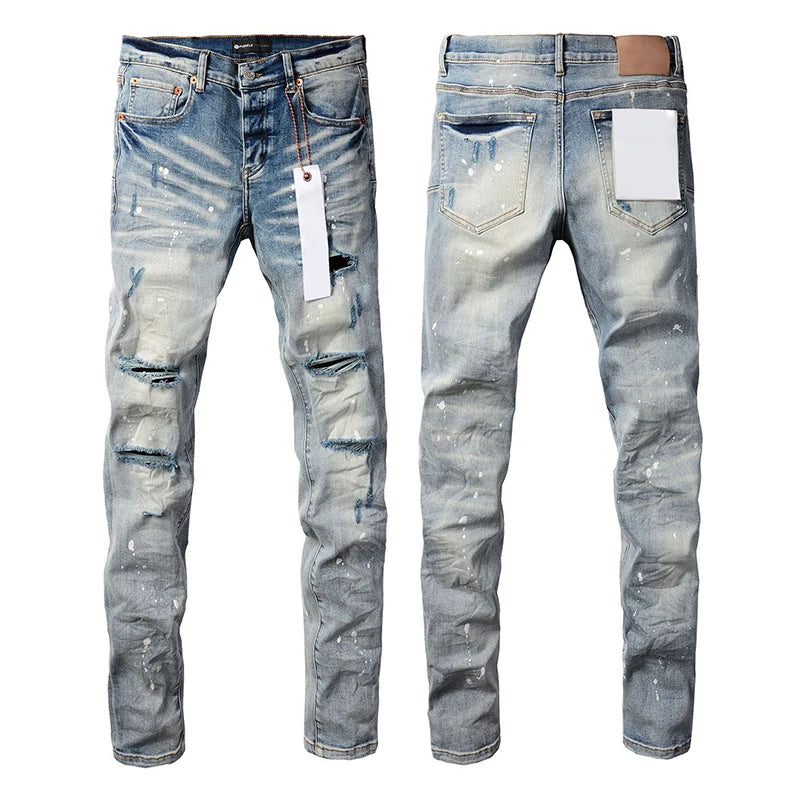 Jean homme graffiti à effet éclaboussures – style streetwear