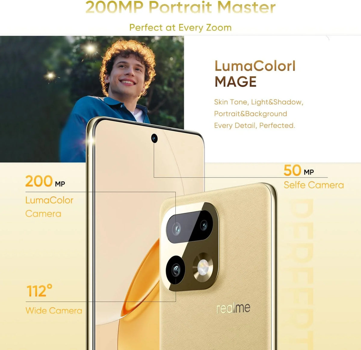 Realme 16 Pro+ 5G – Smartphone 8/12+256/512 Go, Écran AMOLED 144Hz, Batterie 7000 mAh, Charge 80W, Appareil Photo 200 MP
