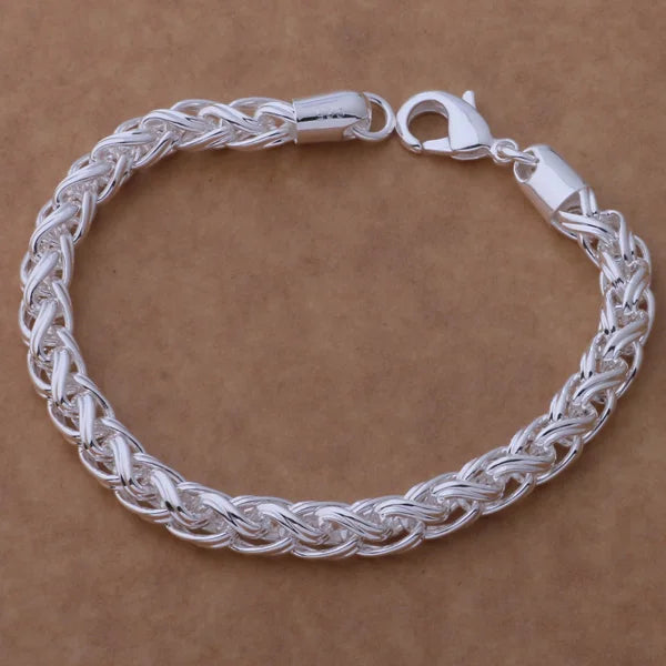 Bracelet Charm en Argent Sterling 925 – Chaîne Perlée Romantique pour Femme