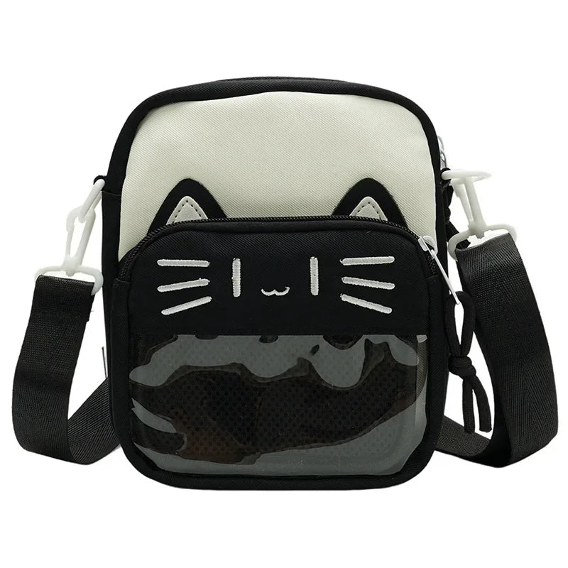 Harajuku Mini Women Ita Bags Women Casual Nylon Cartoon Cat Embroidered Bolso Mujer Daily Subculture DIY Badge Bag Female 2026