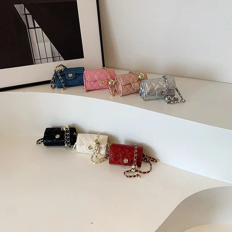 Mini Sac Bandoulière Femme Cuir PU – Chaîne Style Coréen, Couleur Unie, 7 Coloris