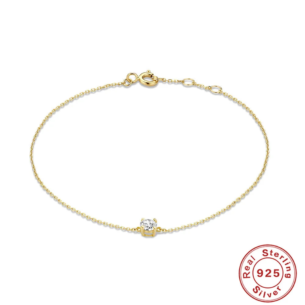 Bracelet Charme Femme en Argent 925 – Zircon Œil de Cheval & Chaîne Anneau | Or & Argent
