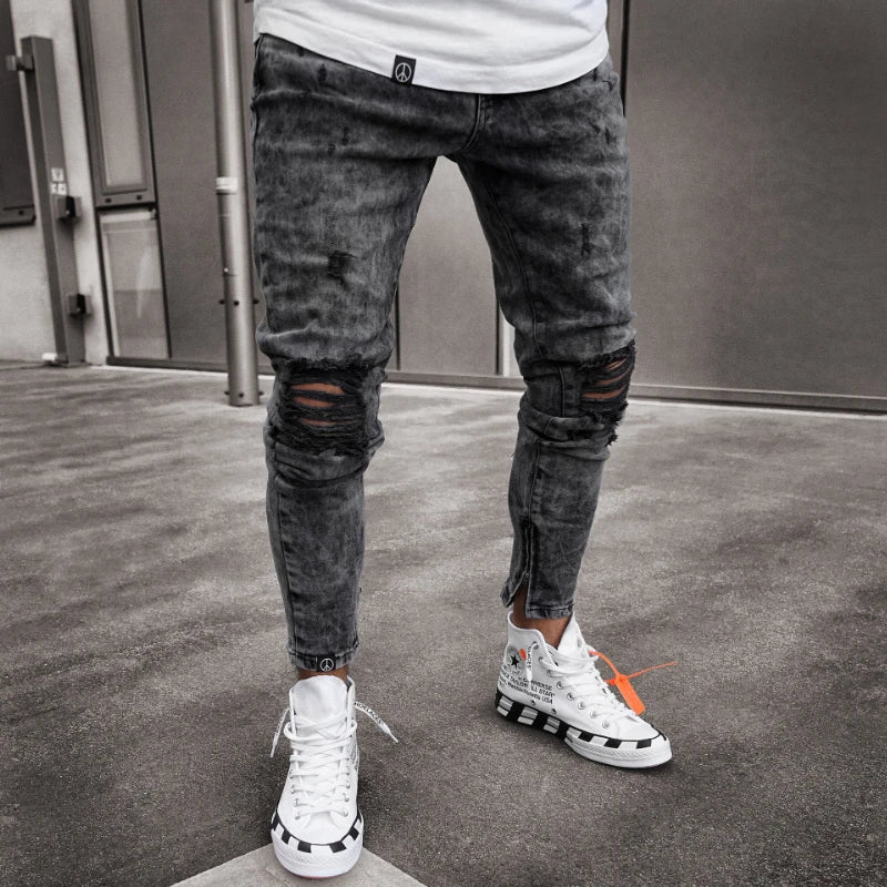 Jean Homme Skinny Pencil Taille Haute – Style Y2K Streetwear Vintage