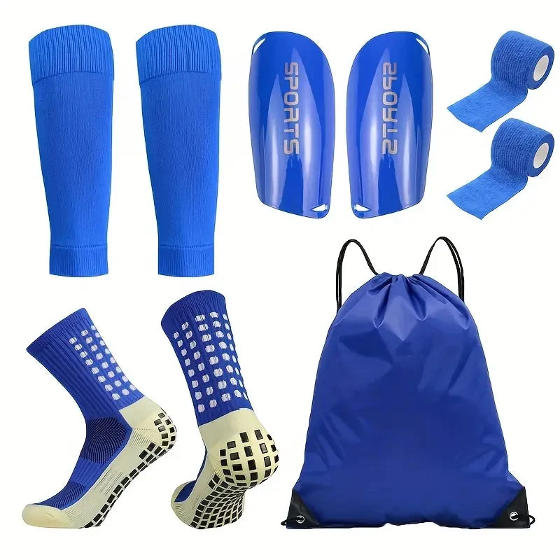 Kit Football 5 pièces – Chaussettes + Jambières + Bandages + Sac de rangement